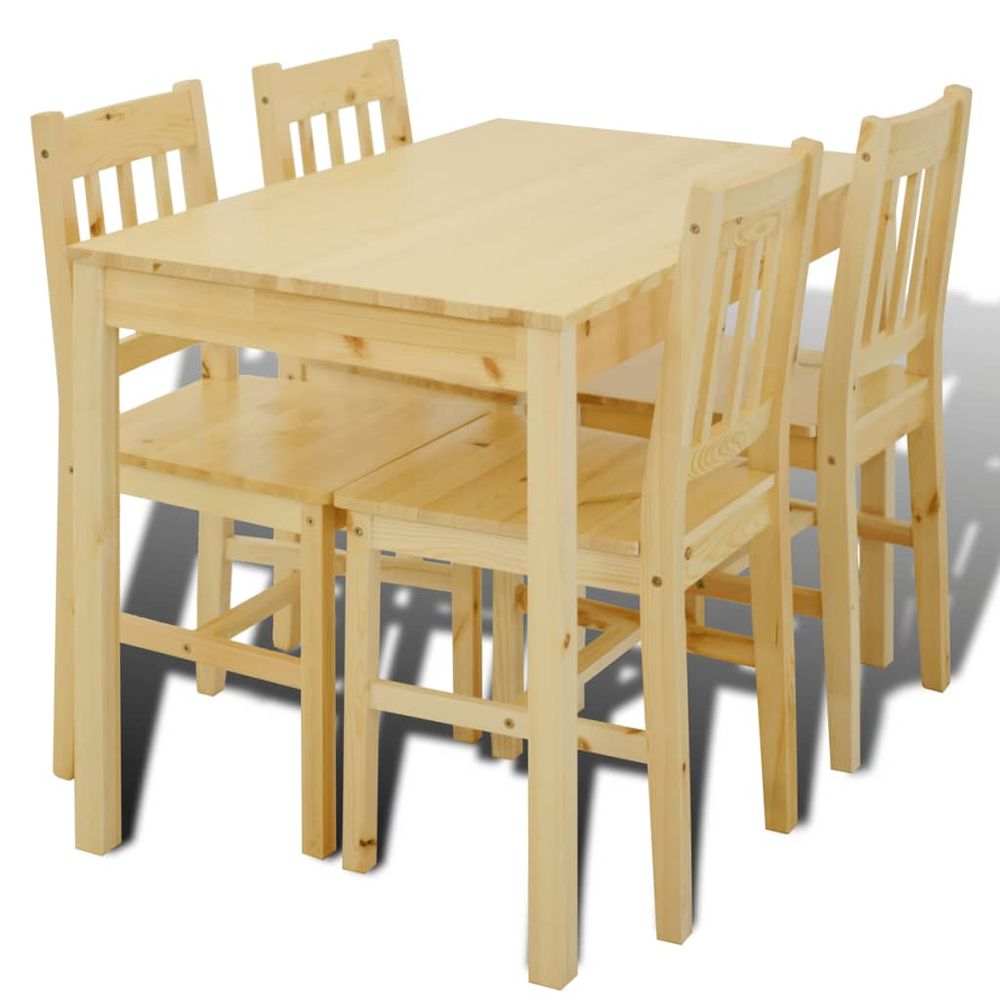 Vidaxl Drevený jedálenský stôl so 4 stoličkami